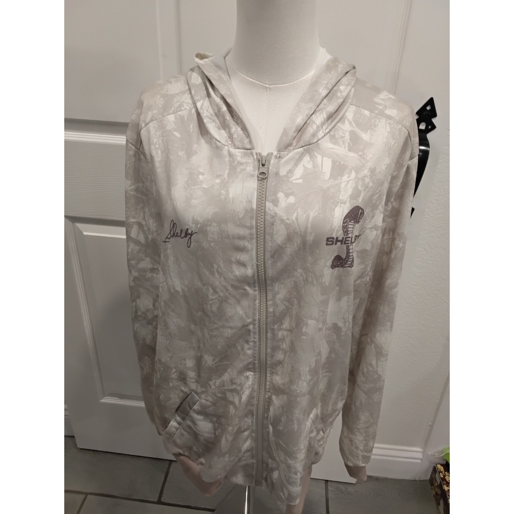 Shelby American Cobra Womens Grey Marble Camo Full Zip Hoodie Sweatshirt Size M